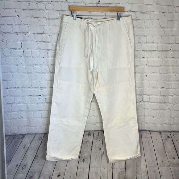 Banana Republic Men’s Relaxed Fit Linen Blend Cream Beige Pants size 36R NEW - Picture 1 of 10